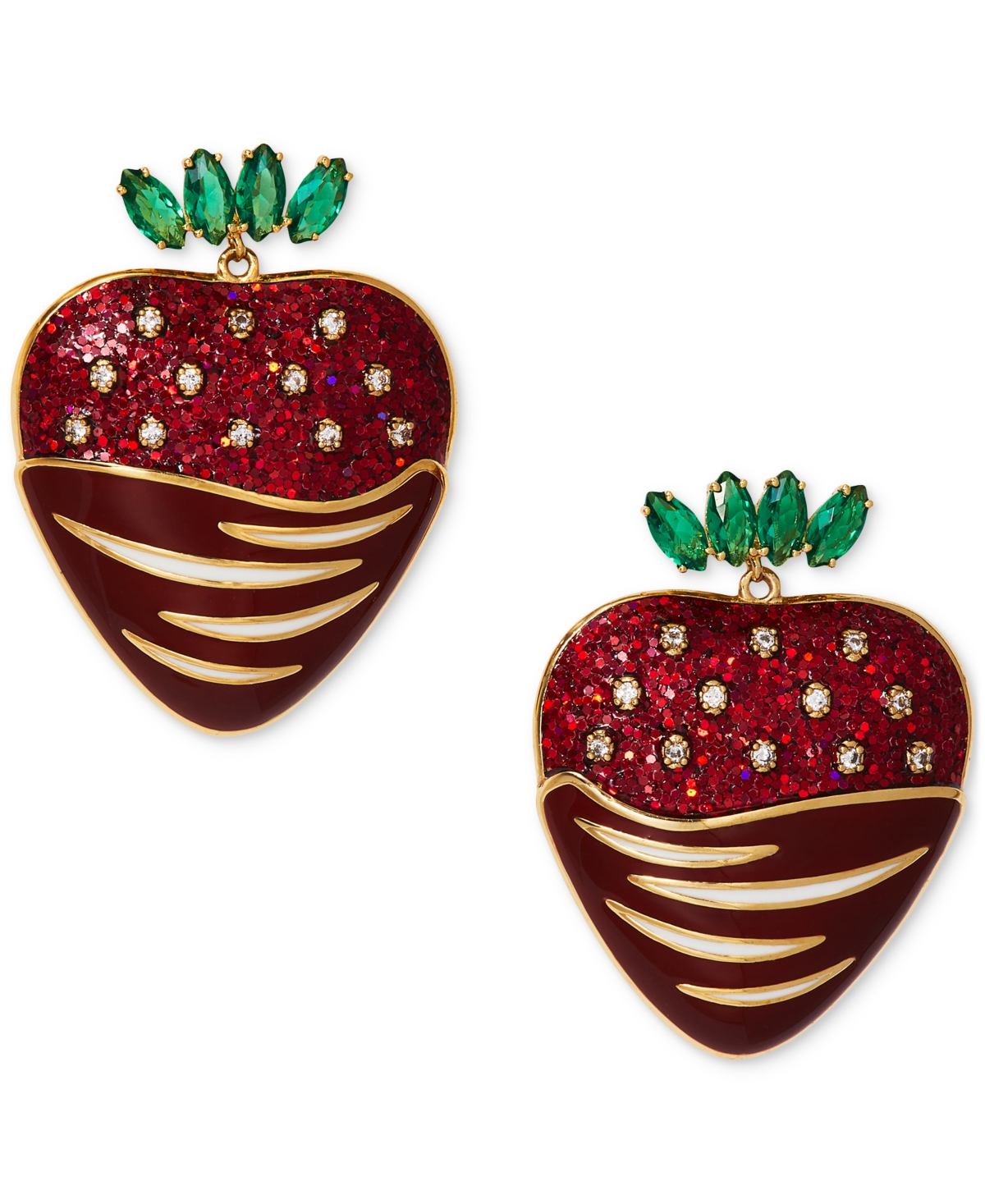 by Nadri 18k Gold-Plated Mixed Stone Chocolate-Covered Strawberry Drop Earrings - Gold