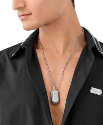 Men's Double Tag 23-2/3" Pendant Necklace in Stainless Steel