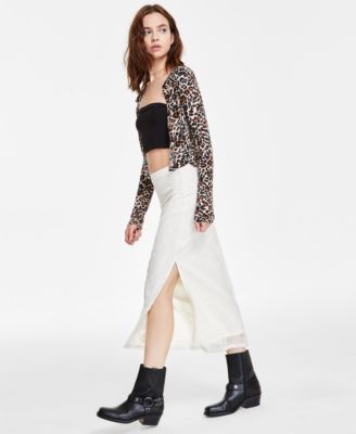 Juniors' Lace Pull-On Midi Skirt