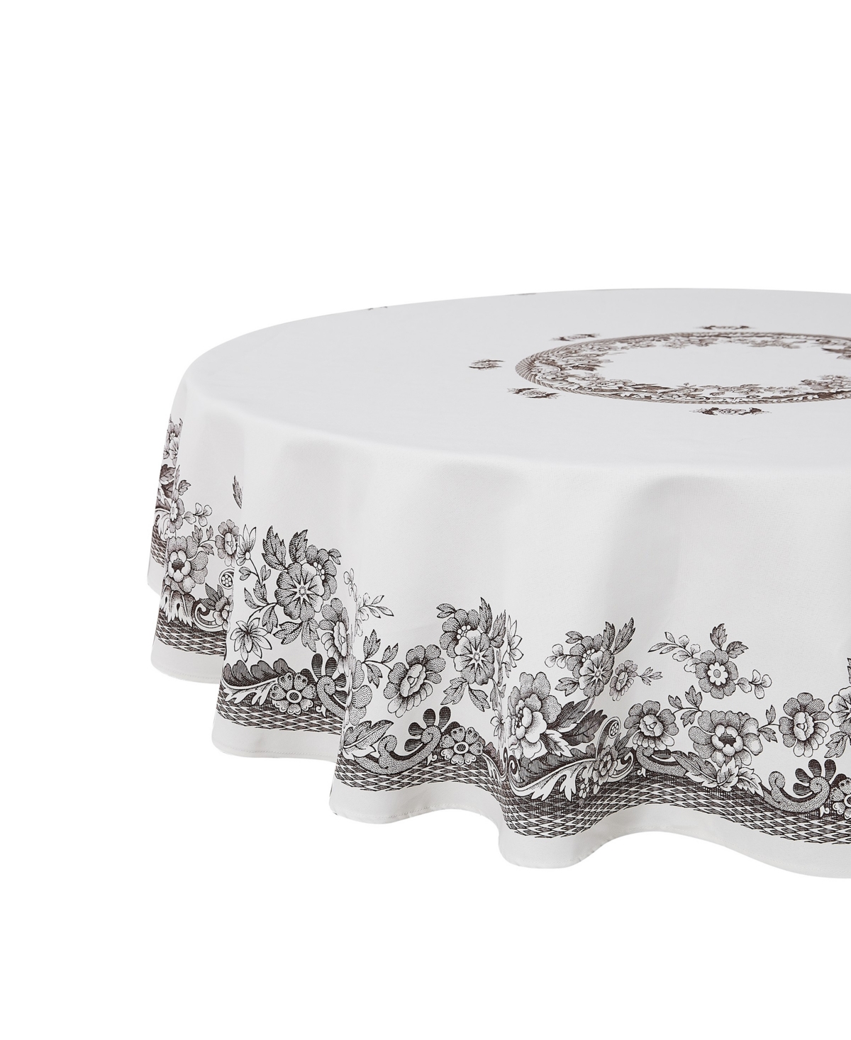 Spode Woodland Polyester Round Tablecloth, 70" X 70" In Ivory