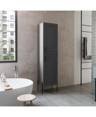 Quinby Linen Cabinet with 1 Door and 4 Shelves, Matt Gray