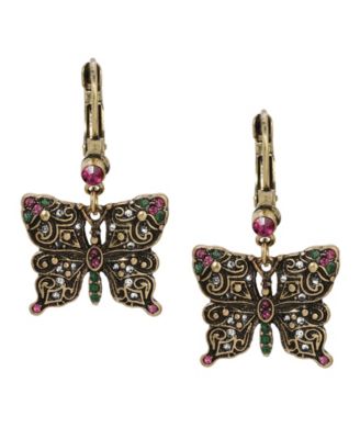 Crystal Butterfly Drop Earrings