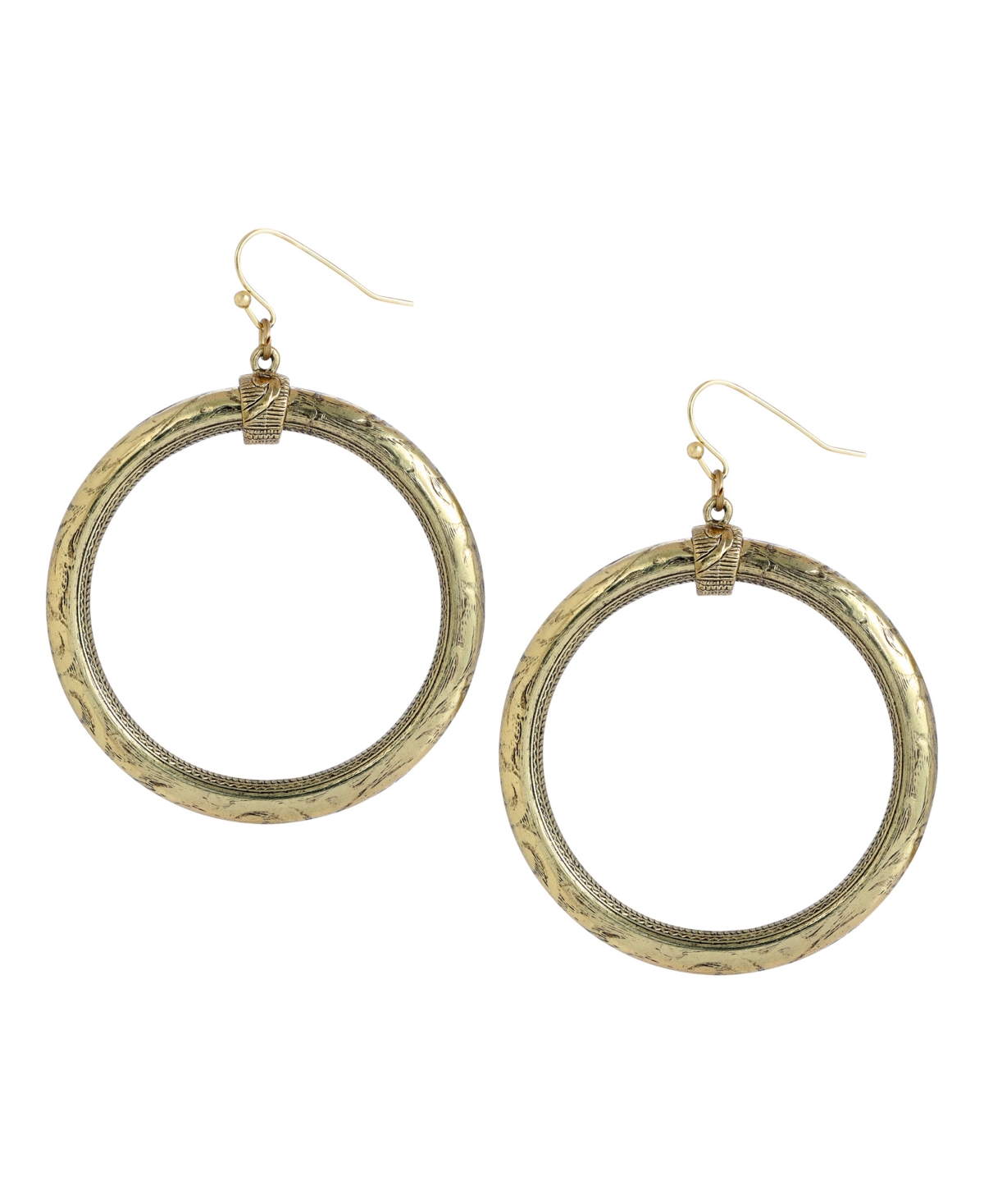 2028 GOLD-TONE TEXTURED HOOP EARRINGS 