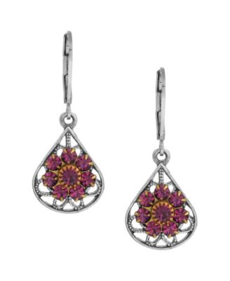 Crystal Flower Filigree Fan Earrings