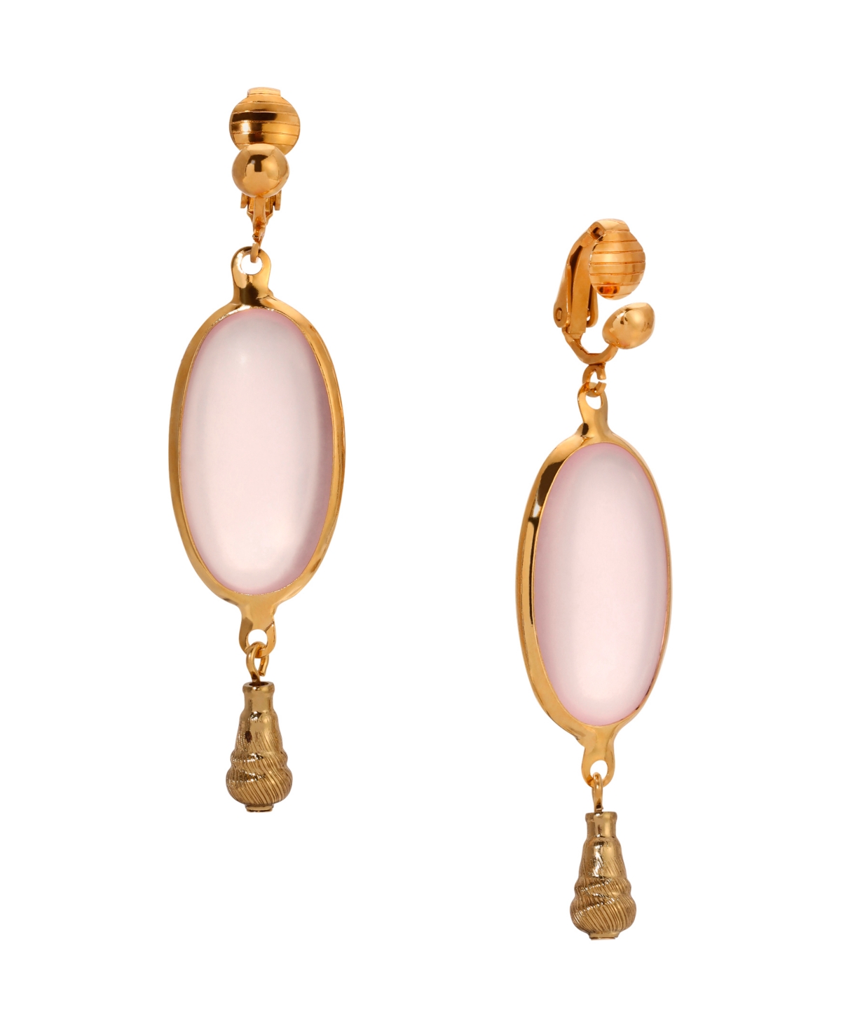 2028 Gold-tone Glass Oval Clip Earrings In Pink