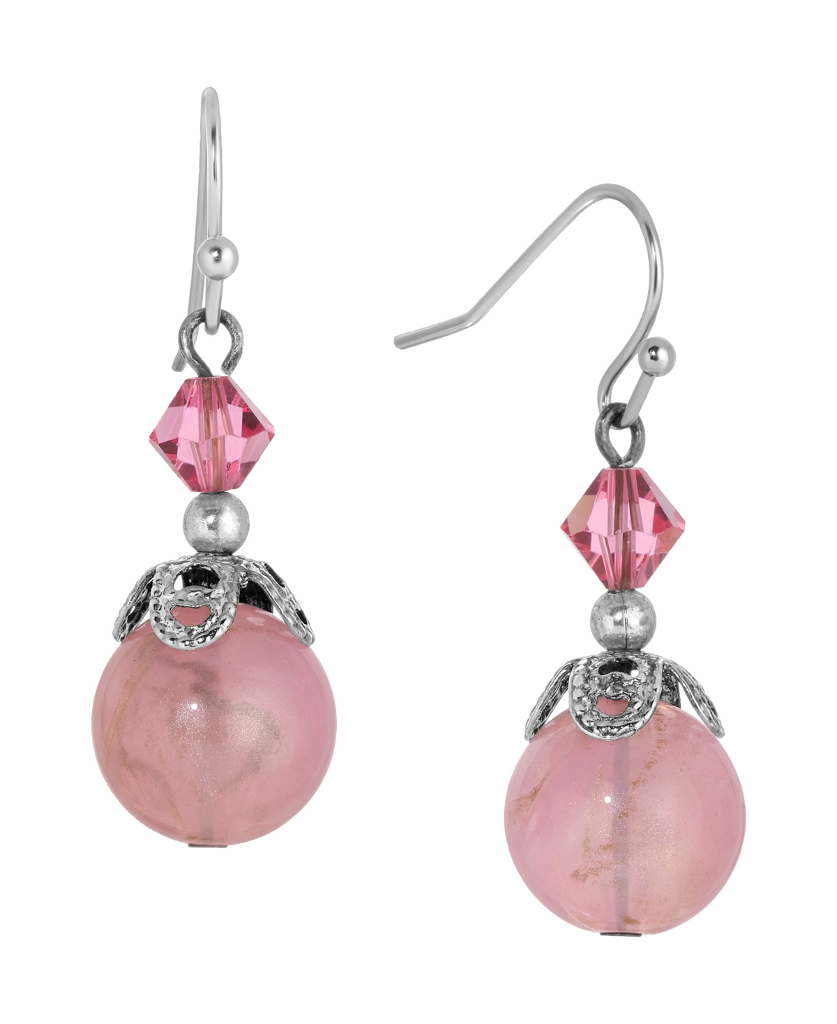 2028 ACRYLIC BEAD CRYSTAL DROP EARRINGS 