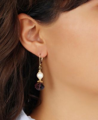 Glass Faux Cultivated Pearl Drop Earrings