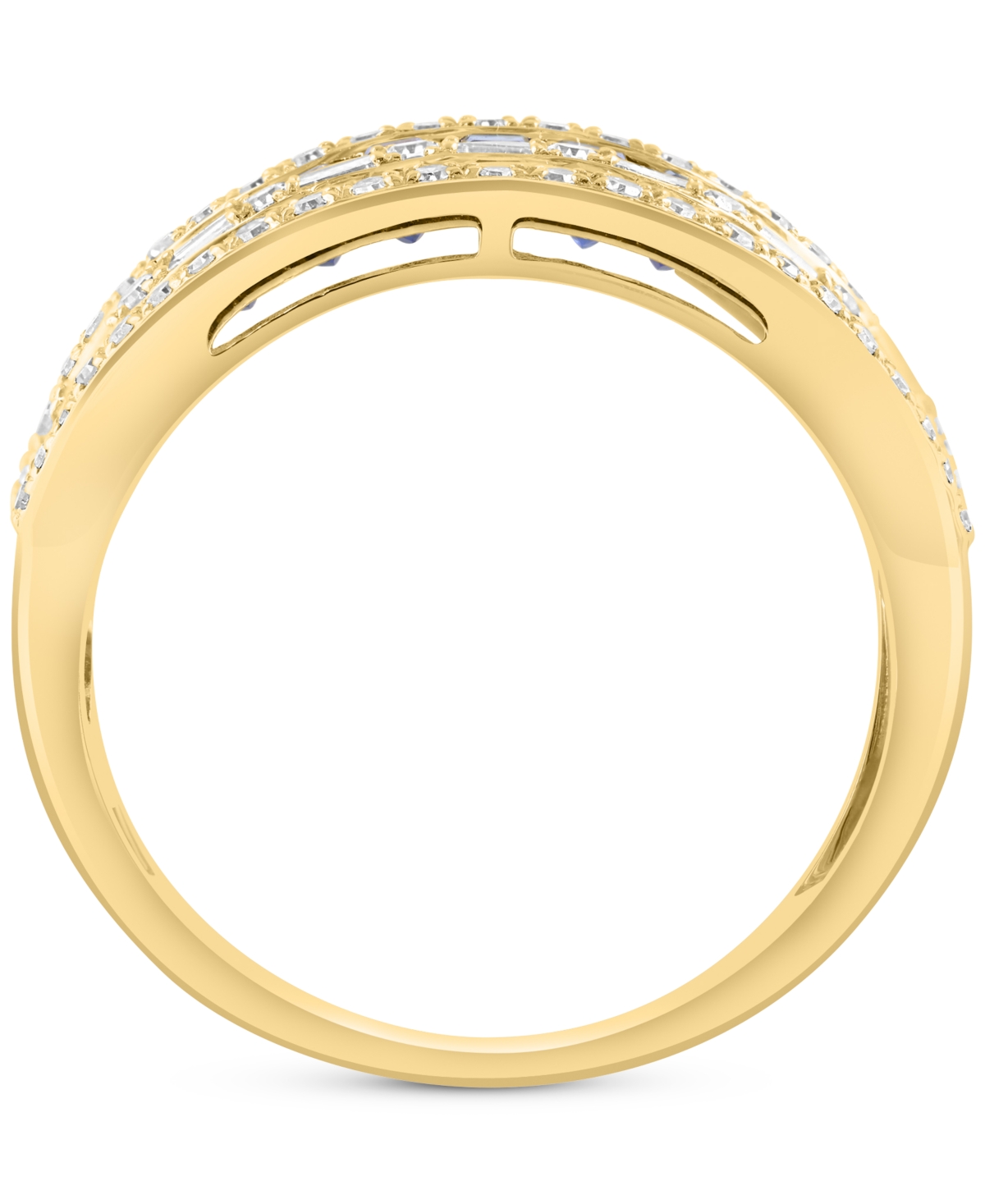 Effy Collection Effy Blue Sapphire (1-1/3 Ct. T.w.) & Diamond (3/8 Ct. T.w.) Statement Band Ring In 14k Yellow Gold In Sapphire