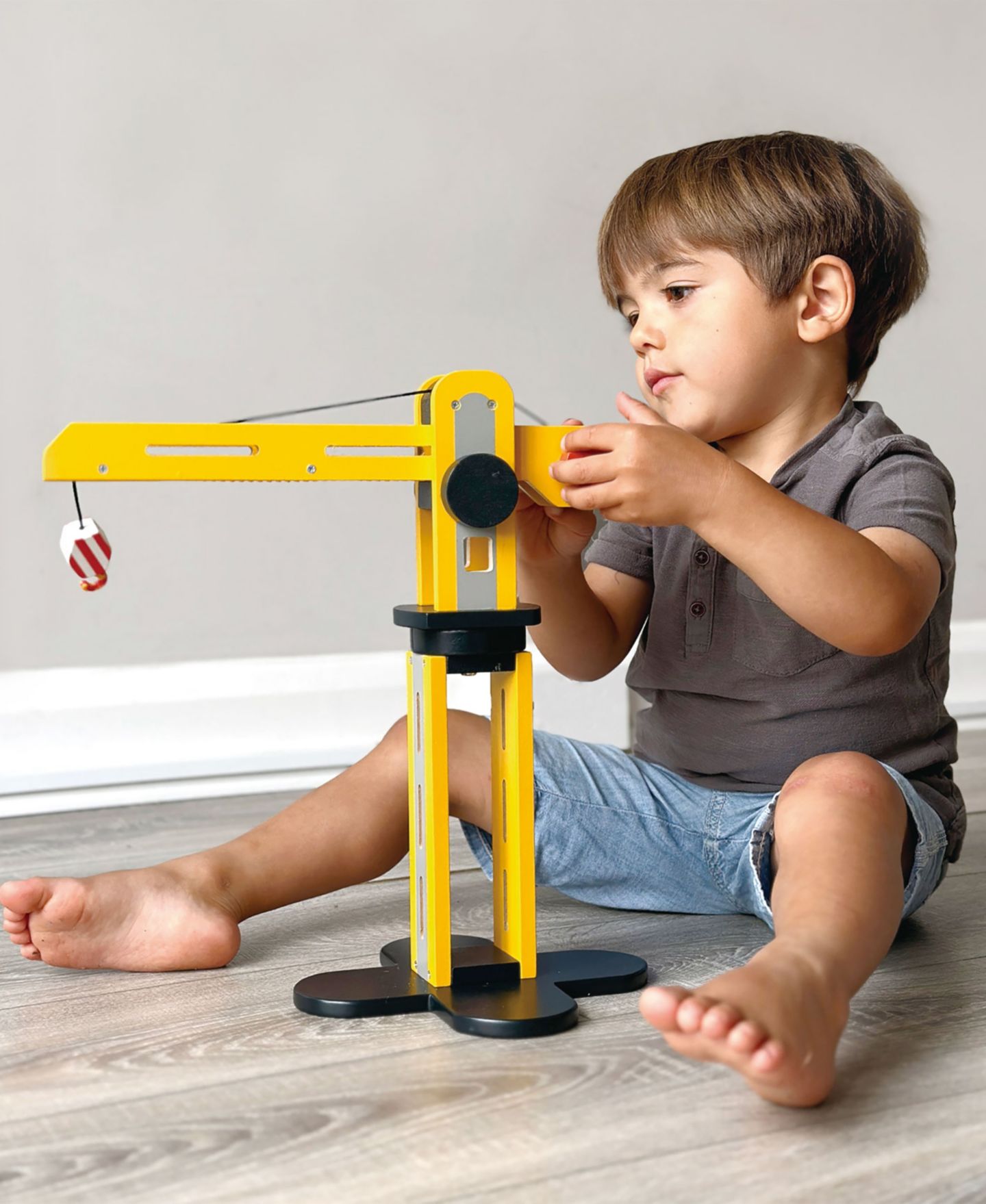 Детский игровой набор Mentari Toys Big Yellow Crane Rotating 3-Piece Construction Playset, Ages 3+ — фото 7