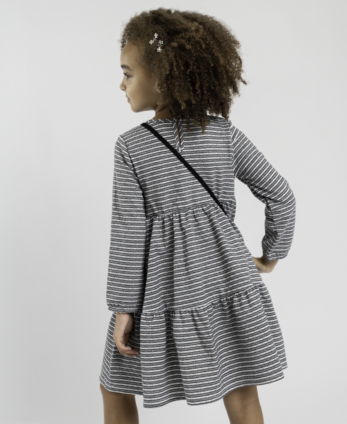 Rare Editions Little Girls Lurex Stripe Knit Dress with Bag, 2-Piece Set