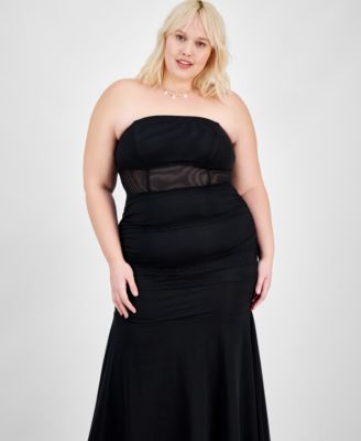 Trendy Plus Size Strapless Mesh Gown, Created for Macy's