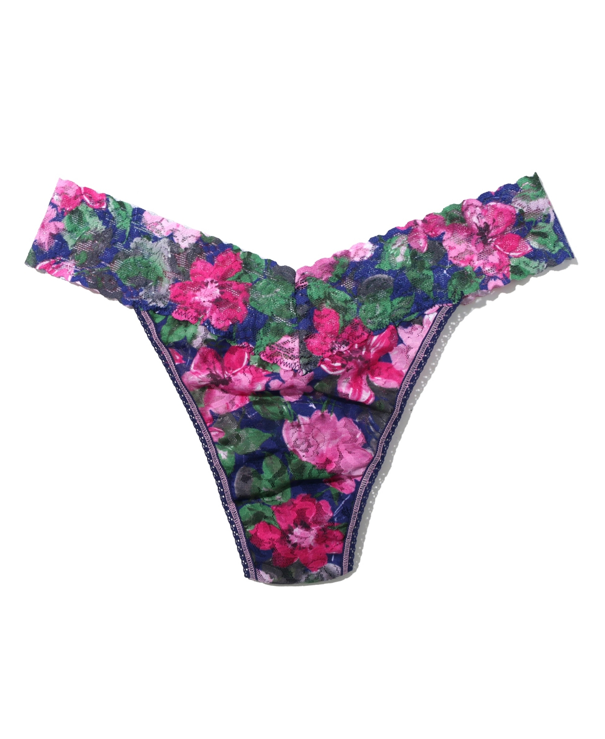 Hanky Panky Women's Printed Signature Lace Original Rise Thong In Tis' The Season Blue