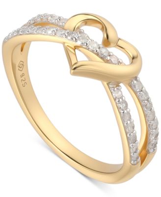 Macy's - Diamond Interwoven Heart Ring (1/4 ct. t.w.) in 14k Gold-Plated Sterling Silver