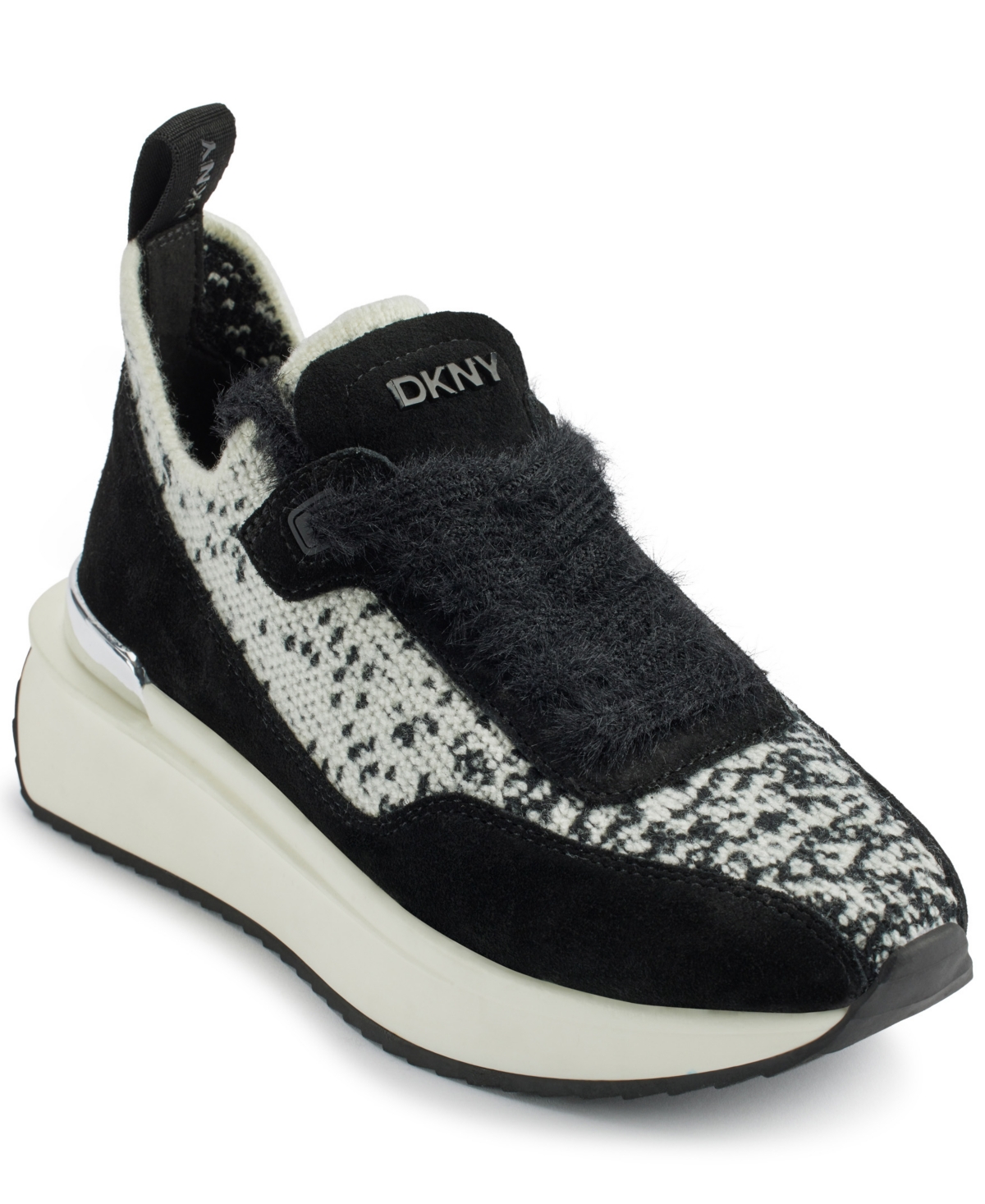 Dkny Aveline Wedge Sneaker In Black,off White