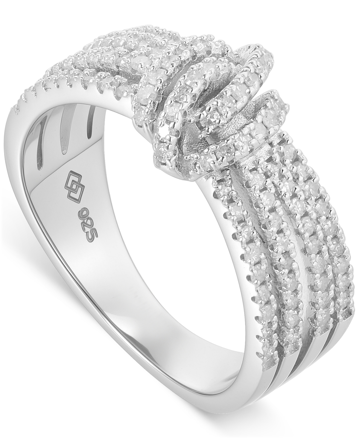 Diamond Multirow Love Knot Ring (1/2 ct. t.w.) in Sterling Silver - Sterling Silver