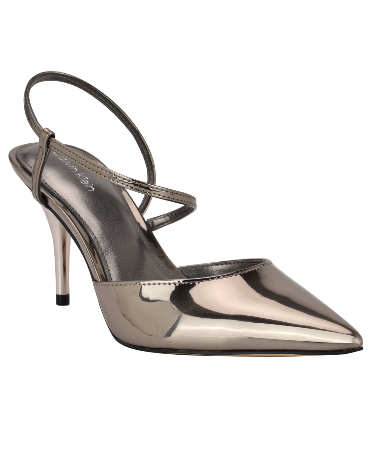 Calvin Klein Women's Cordera Pointy Toe Stiletto Pumps In Pewter Mirror Metallic