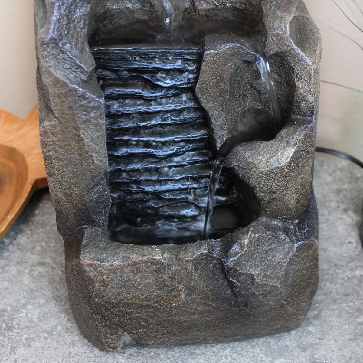 Sunnydaze Decor Stony Rock Waterfall Resin Indoor Tabletop Water Fountain -
