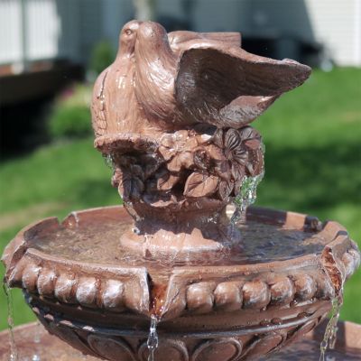 43"H Electric Resin and Concrete 3-Tier Pair of Doves Outdoor Water Fountain