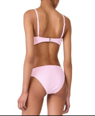 Women's Striped Balconette Underwire Bikini Top & High-Cut Bottoms