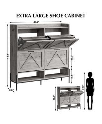 Shoe Cabinet with 4 Flip Drawers,Freestanding Shoe Storage Cabinet Organizer for Entryway,Shoe Rack Cabinet,Dry and wet Separation Shoe Organizer with Metal Legs
