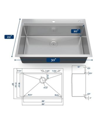 30" Brushed Nickel Topmount Kitchen Sink with Single-Tier Track, 16-Gauge Stainless Steel Single Bowl & Full Accessories for Home & Bar