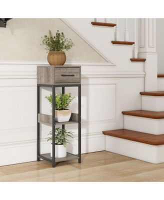 1 Pack 3 Tier Indoor Tall Plant Stand with Drawer Anti-tipping Devices Display Shelf