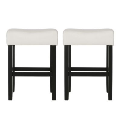 Set Of 2, 26.75" Backless Leather Counter Height Barstool