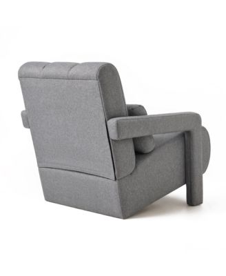 Linen Accent Chair with Pillow, Grey