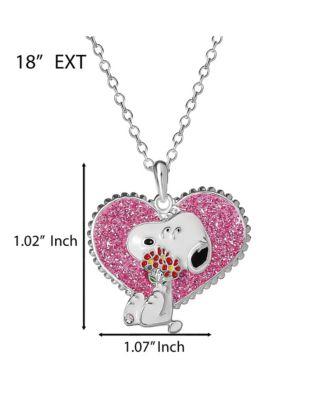 Snoopy Heart Flowers Valentine's Day Pendant