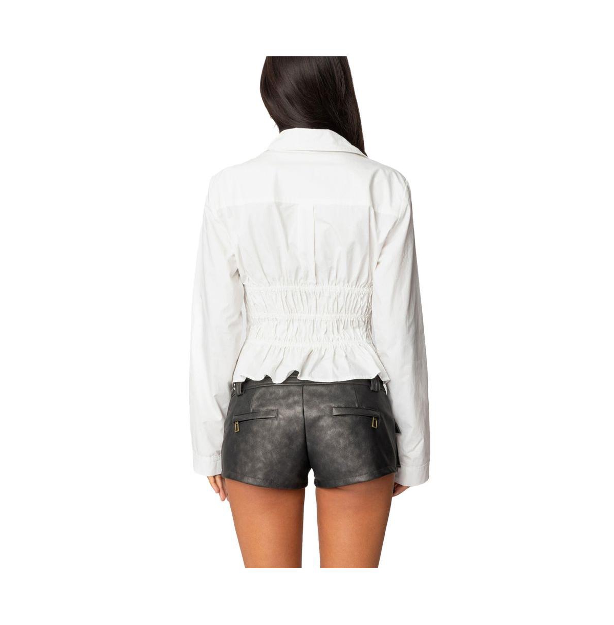 Edikted Women's Sharon Collared Tie Front Top