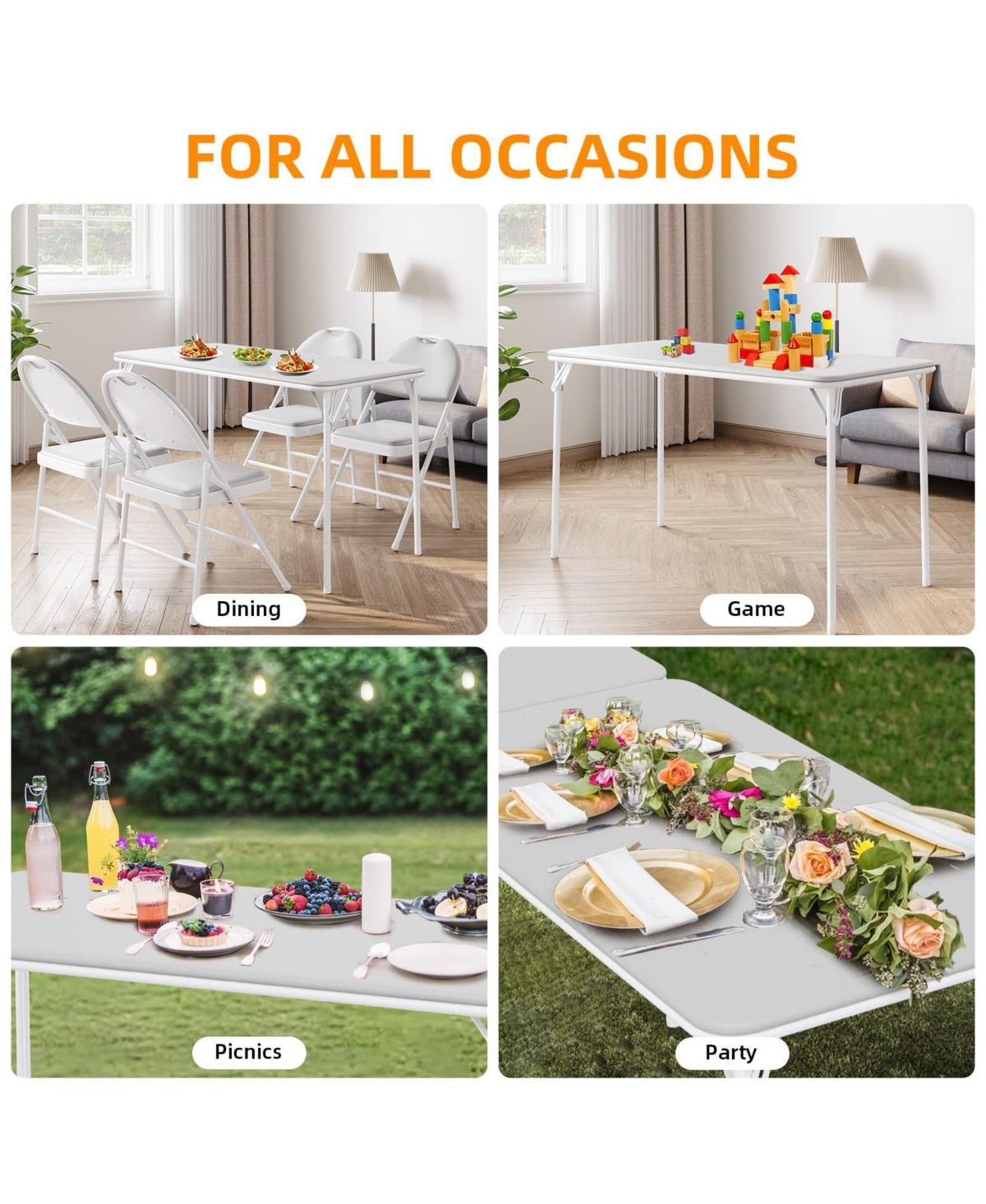 gaomon 5-Piece Card Table Set,Folding Card Table and Chair Set of 5 Portable with Padded Tabletop