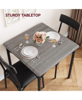 Dining Table Set, Kitchen Table and Chairs for 2, with 2 Upholstered Chairs, 3 Piece Dining Table Set,Rustic Grey