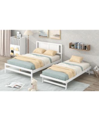 Platform Bed with Adjustable Trundle for Versatile Sleep Solutions and Space Efficiency