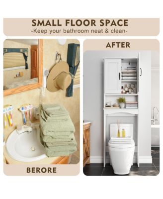 Shaker 23.6 in. W x 65 in. H x 8.25 in. D Over The Toilet Storage with Doors & Open Shelves