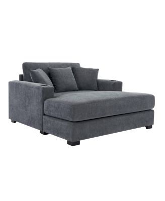 Oversized Chaise Lounge Sofa with Amenities, Chenille Fabric