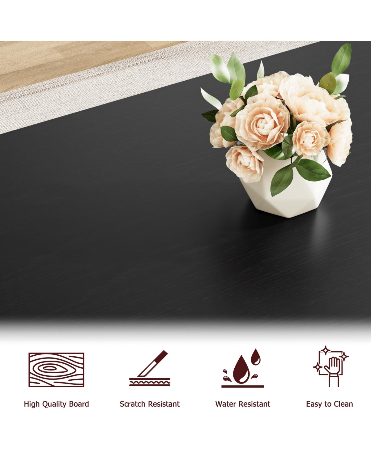 gaomon 45” Dining Table with Benches, Kitchen Table Set for 4-6, Rectangular Dining Room Table Set with Sturdy Metal Frame