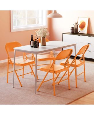 Folding Chairs Set of 2, Foldable Chairs with Metal Frame Hold Up to 350 Pounds, Portable Orange Folding Chairs