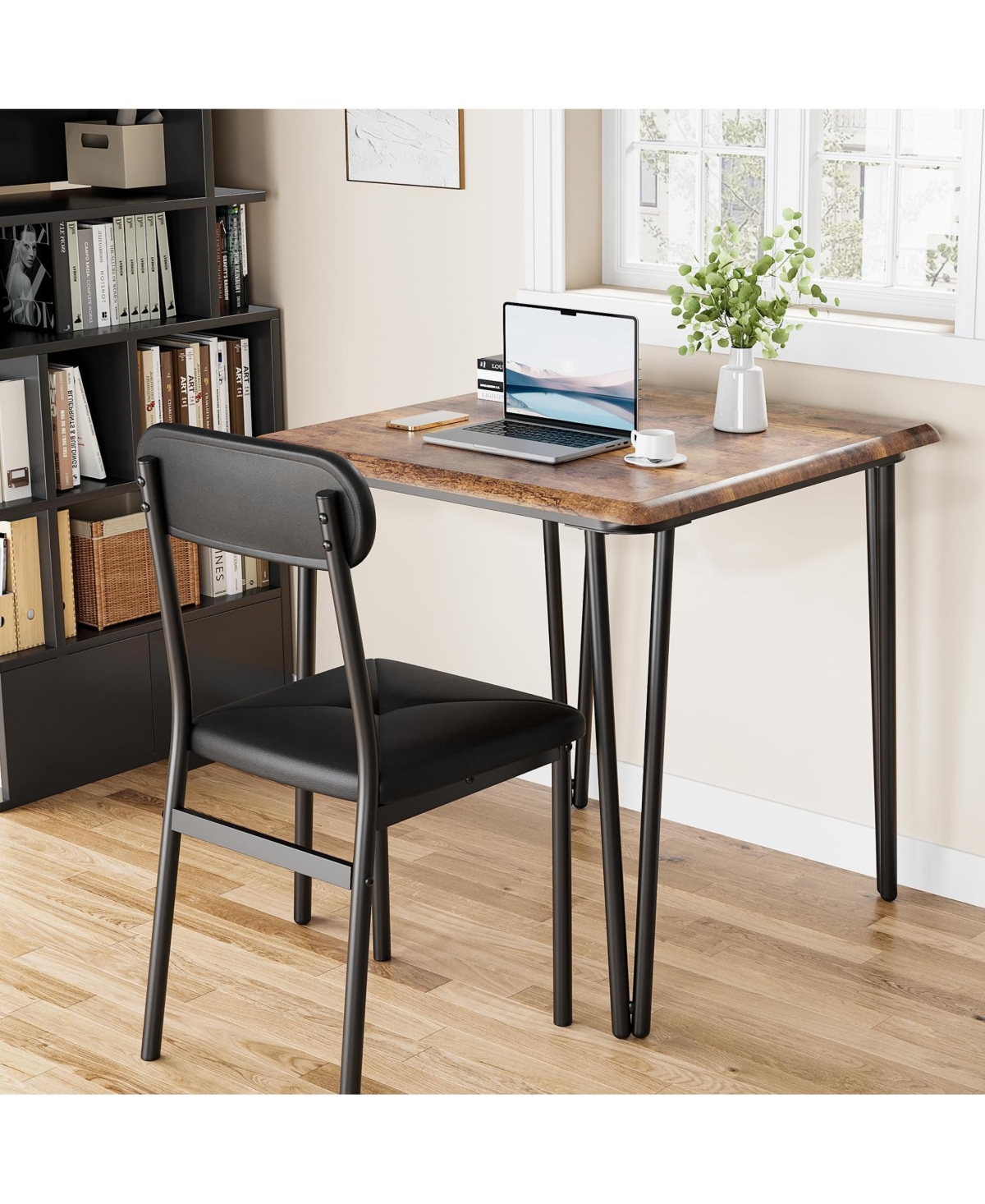gaomon Dining Table for 2, Small Square kitchen Dinner Table Set for 2,Space Saving Wood Modern Dinette With Upholstered,3 Piece