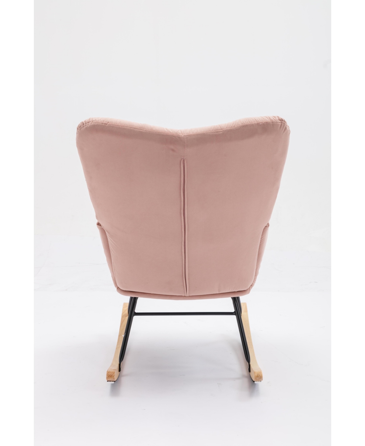 Streamdale Furniture Mid Century Modern Velvet Tufted Upholstered Rocking Chair Padded Seat for Living Room Bedroom,- Pink