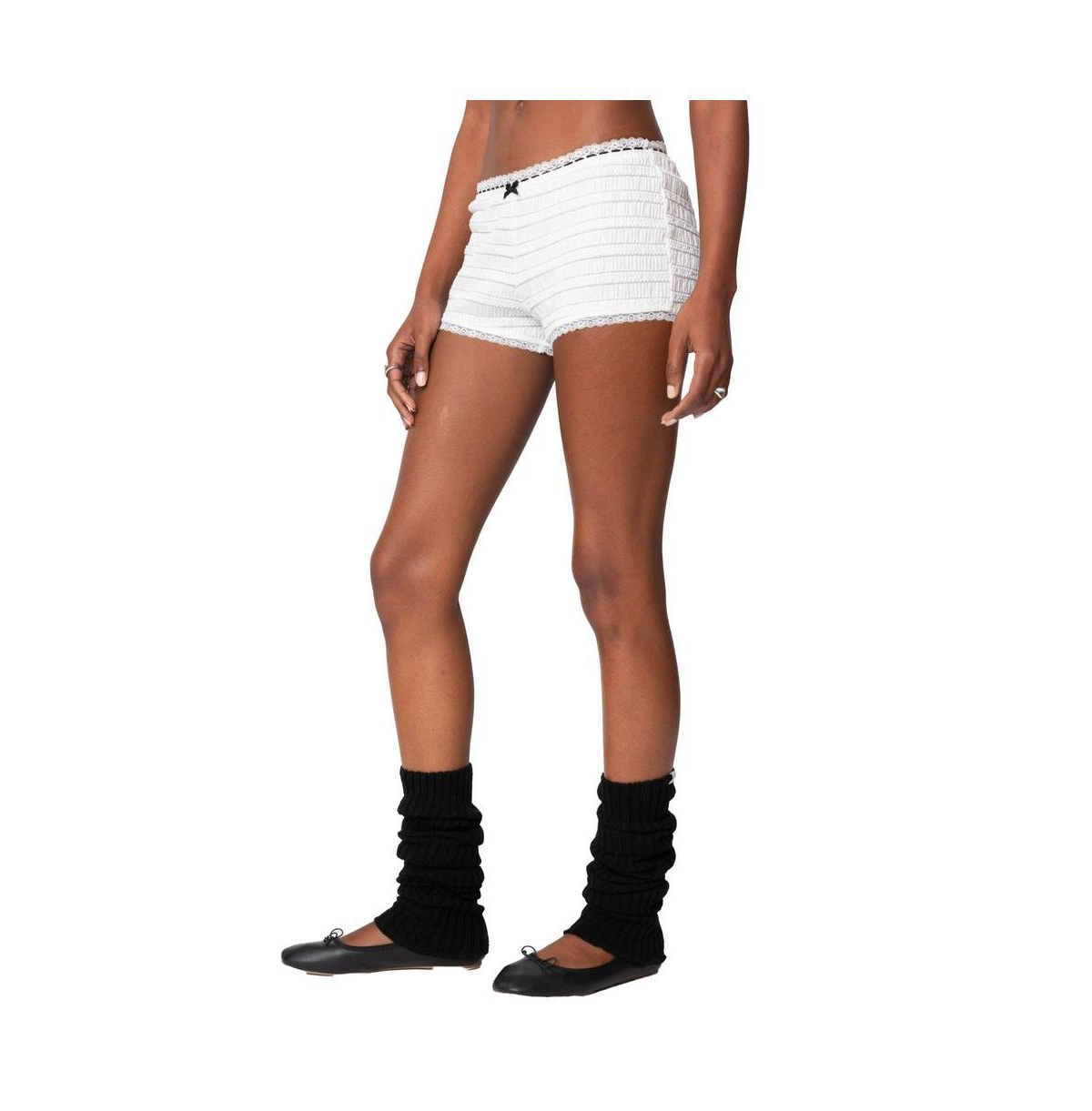 Edikted Women's Lenny Lacey Textured Micro Shorts