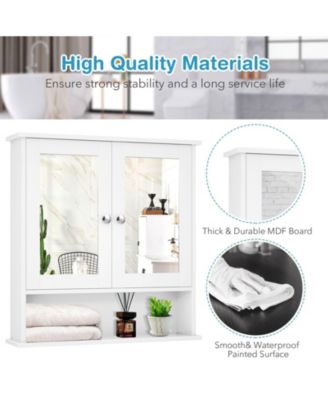 Bathroom Wall Mount Mirror Cabinet Organizer-White