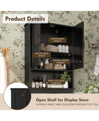 23.62 in. W x 65.39 in. H x 8.27 in. D Over The Toilet Storage with Adjustable Shelves for Bathroom and Laundry