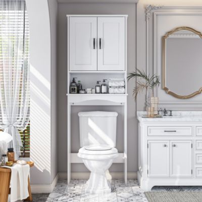 23.62 in. W x 65.39 in. H x 8.27 in. D Over The Toilet Storage with Adjustable Shelves for Bathroom and Laundry