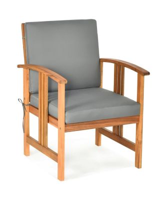 3PC Solid Wood Outdoor Patio Sofa Furniture Set-Gray