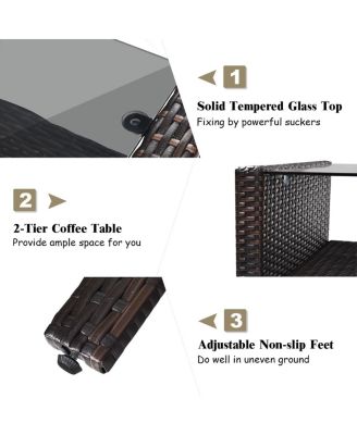 4 Pieces Patio Rattan Free Combination Sofa Set with Cushion and Coffee Table