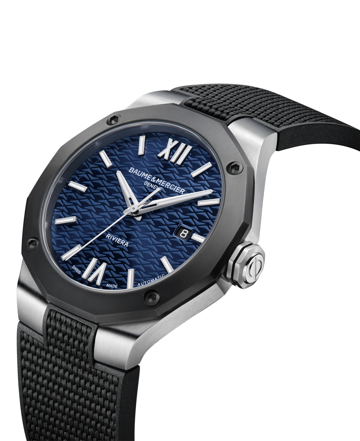 Baume & Mercier Men's Swiss Automatic Riviera Black Rubber Strap Watch 42mm In Black