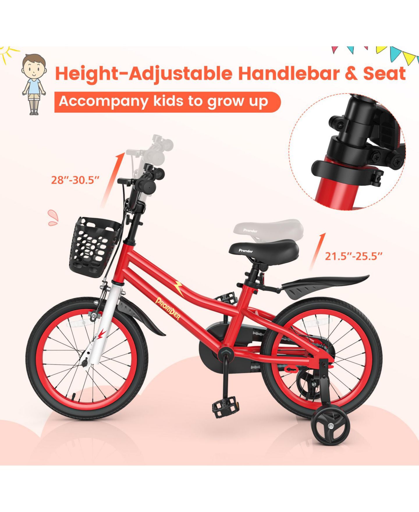 Детская игрушка SUGIFT 16 Inch Kids Bike with Removable Training Wheels-Red — фото 2