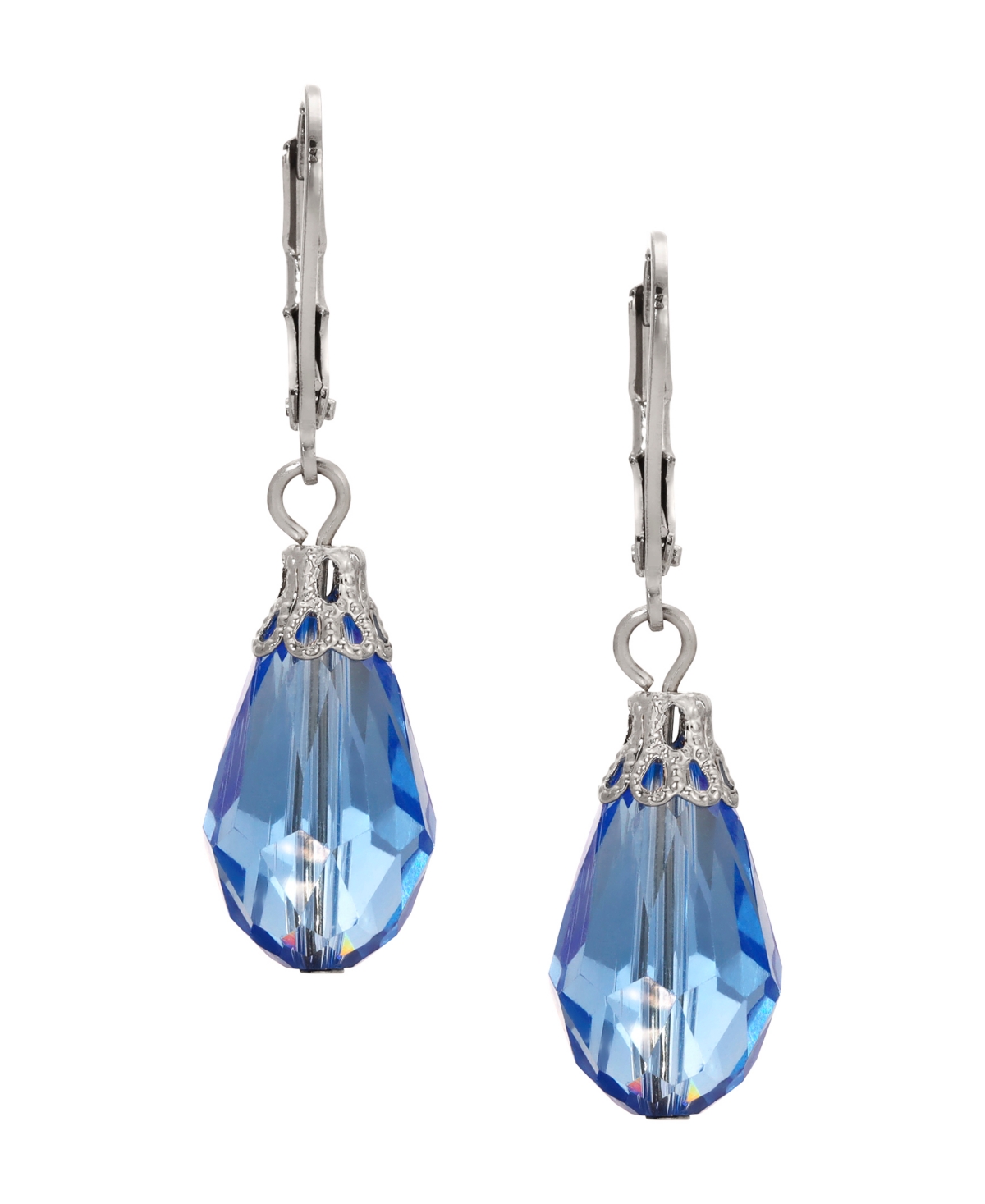 Shop 2028 Silver-tone Crystal Faceted Drop Earrings In Blue