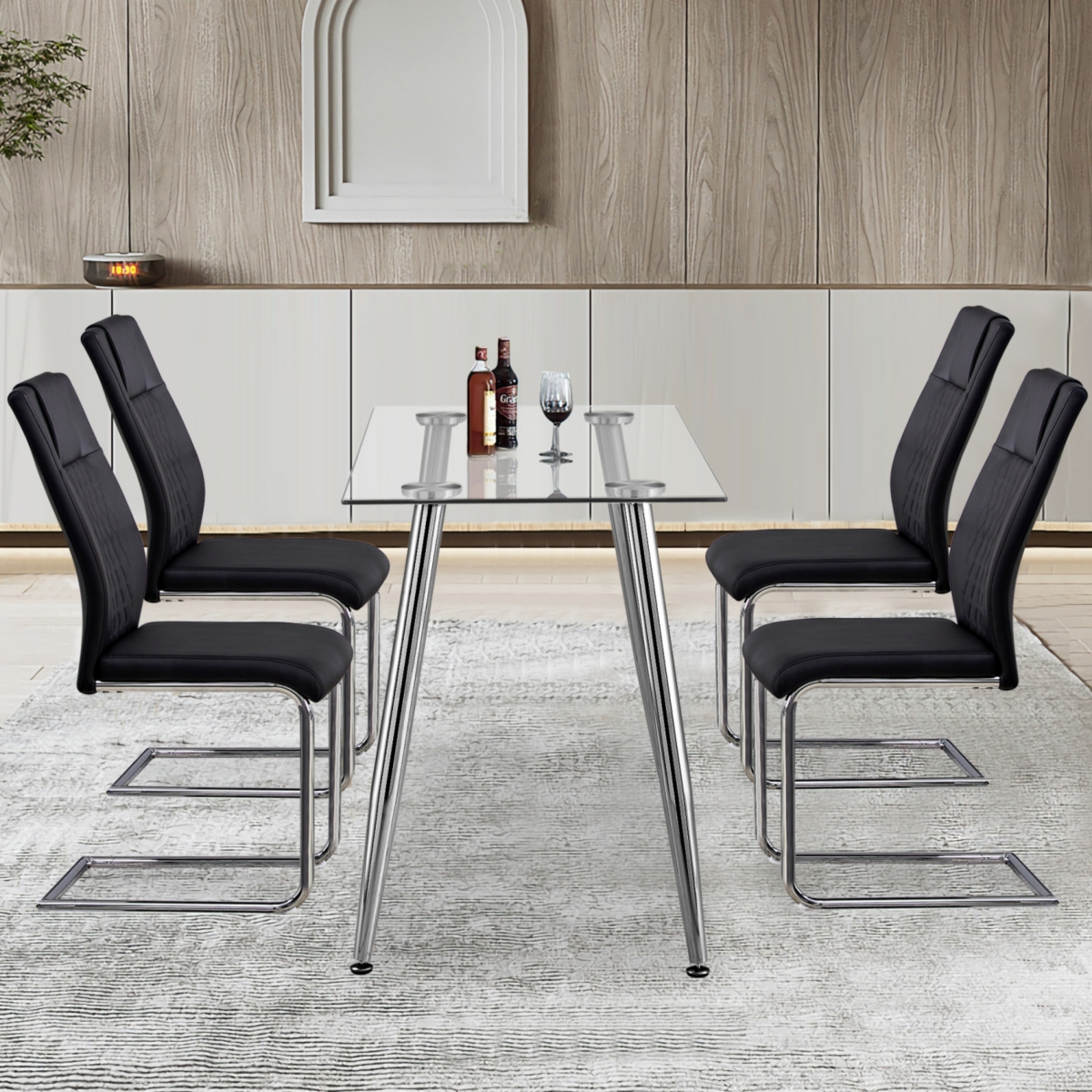 Streamdale Furniture Modern Dining Chairs with Faux Leather Padded Seat Dining Living Room Chairs Upholstered Chair with Metal Legs Design for Kitchen