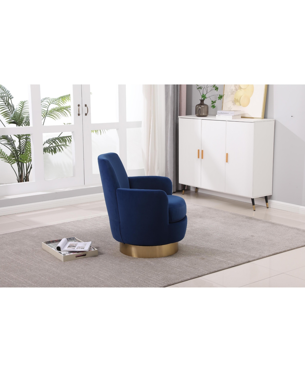 Streamdale Furniture Velvet Swivel Barrel Chair, Swivel Accent Chairs Armchair for Living Room, Reading Chairs for Bedroom Comfy, Round Barrel Chairs